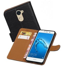 BAOHU Washed Leer Bookstyle Hoes voor Huawei Y7 / Y7 Prime Zwart