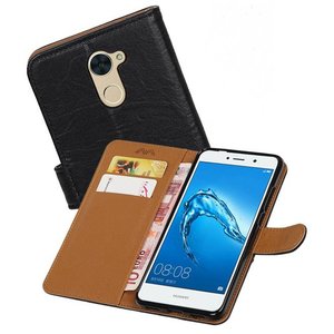 BAOHU Washed Leer Bookstyle Hoesje - Geschikt voor Huawei Y7 / Y7 Prime Zwart