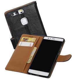 BAOHU Washed Leer Bookstyle Hoes voor Huawei P9 Lite mini Zwart