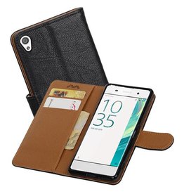 BAOHU Washed Leer Bookstyle Hoes voor Sony Xperia XA Zwart