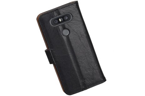 BAOHU Washed Leer Bookstyle Hoesje - Geschikt voor LG Q8 Zwart