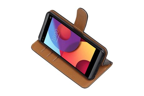 BAOHU Washed Leer Bookstyle Hoesje - Geschikt voor LG Q8 Zwart