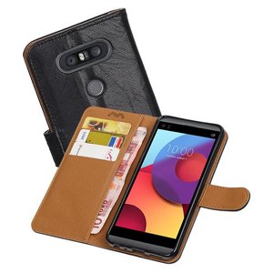 BAOHU Washed Leer Bookstyle Hoesje - Geschikt voor LG Q8 Zwart