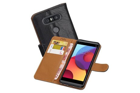 BAOHU Washed Leer Bookstyle Hoesje - Geschikt voor LG Q8 Zwart