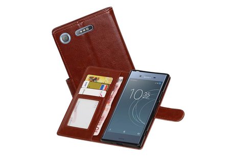 BAOHU Hoesje Geschikt voor Xperia XZ1 - Portemonnee hoesje booktype Wallet case Bruin