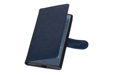 BAOHU Hoesje Geschikt voor Xperia XZ1 - Portemonnee hoesje booktype Wallet case Donker Blauw