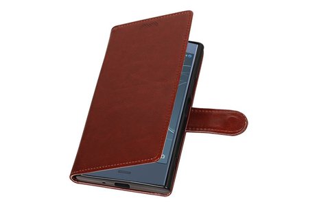 BAOHU Hoesje Geschikt voor Xperia XZ1 - Portemonnee hoesje booktype Wallet case Bruin