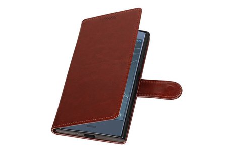 Xperia XZ1 Portemonnee hoesje booktype Wallet case Bruin