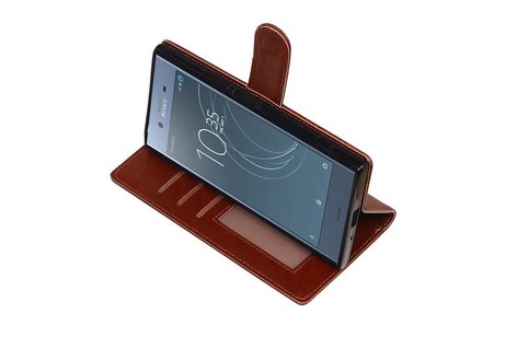 BAOHU Hoesje Geschikt voor Xperia XZ1 - Portemonnee hoesje booktype Wallet case Bruin