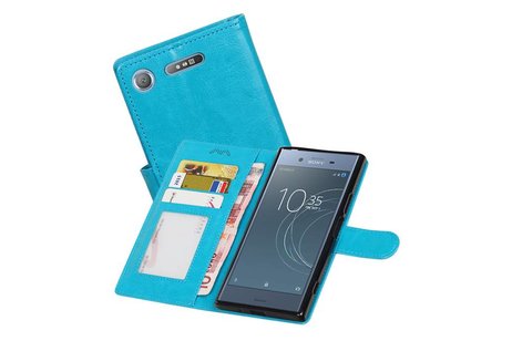 Xperia XZ1 Portemonnee hoesje booktype Wallet case Turquoise