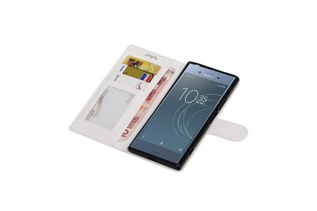 BAOHU Hoesje Geschikt voor Xperia XZ1 - Portemonnee hoesje booktype Wallet case Wit