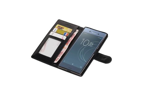 BAOHU Hoesje Geschikt voor Xperia XZ1 - Portemonnee hoesje booktype Wallet case Zwart