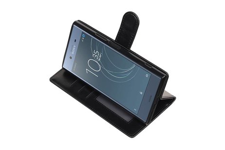 BAOHU Hoesje Geschikt voor Xperia XZ1 - Portemonnee hoesje booktype Wallet case Zwart