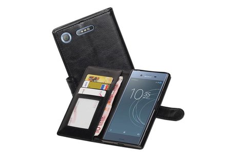 Xperia XZ1 Portemonnee hoesje booktype Wallet case Zwart