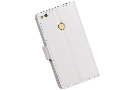 BAOHU Hoesje Geschikt voor Huawei P8 Lite 2017 - Portemonnee hoesje booktype Wit