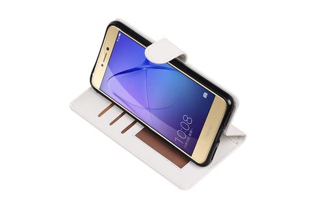BAOHU Hoesje Geschikt voor Huawei P8 Lite 2017 - Portemonnee hoesje booktype Wit