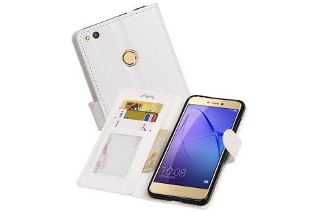 BAOHU Hoesje Geschikt voor Huawei P8 Lite 2017 - Portemonnee hoesje booktype Wit