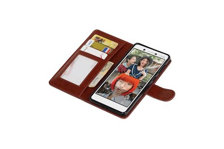 BAOHU Hoesje Geschikt voor Nokia 7 - Portemonnee hoesje booktype wallet case Bruin