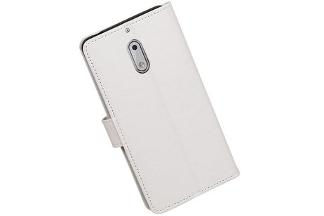 BAOHU Hoesje Geschikt voor Nokia 6 - Portemonnee hoesje booktype wallet case Wit