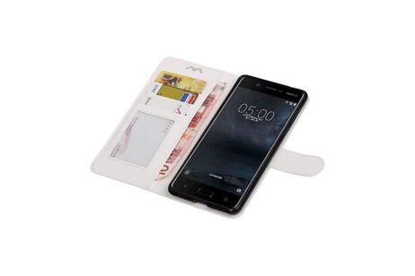 BAOHU Hoesje Geschikt voor Nokia 5 - Portemonnee hoesje booktype wallet case Wit