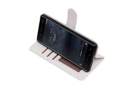 BAOHU Hoesje Geschikt voor Nokia 5 - Portemonnee hoesje booktype wallet case Wit