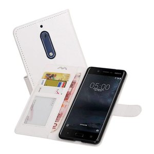 BAOHU Hoesje Geschikt voor Nokia 5 - Portemonnee hoesje booktype wallet case Wit