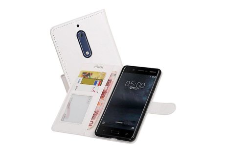 BAOHU Hoesje Geschikt voor Nokia 5 - Portemonnee hoesje booktype wallet case Wit