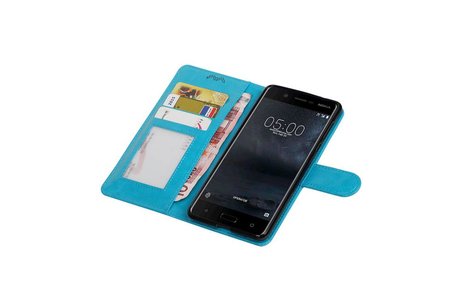 BAOHU Hoesje Geschikt voor Nokia 5 - Portemonnee hoesje booktype wallet case Turquoise