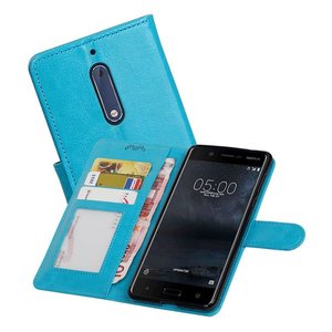 BAOHU Hoesje Geschikt voor Nokia 5 - Portemonnee hoesje booktype wallet case Turquoise