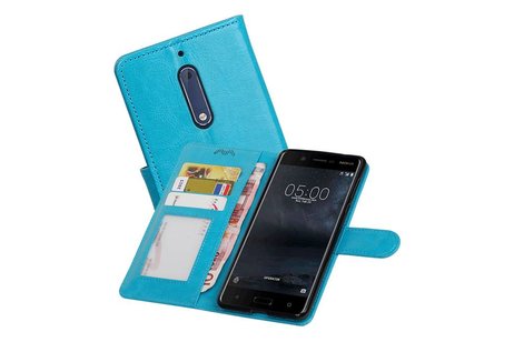 Nokia 5 Portemonnee hoesje booktype wallet case Turquoise