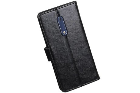 BAOHU Hoesje Geschikt voor Nokia 5 - Portemonnee hoesje booktype wallet case Zwart