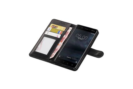 BAOHU Hoesje Geschikt voor Nokia 5 - Portemonnee hoesje booktype wallet case Zwart