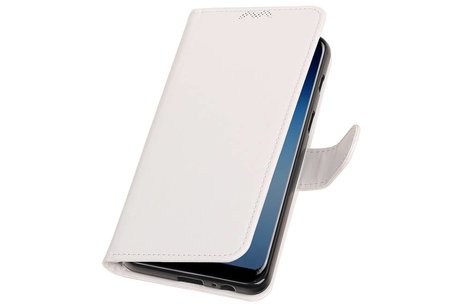 BAOHU Hoesje Geschikt voor Samsung Galaxy A8 2018 - Portemonnee hoesje booktype wallet case Wit