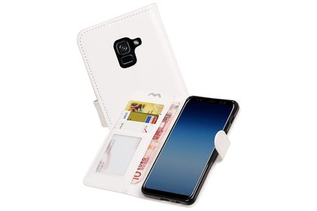 BAOHU Hoesje Geschikt voor Samsung Galaxy A8 2018 - Portemonnee hoesje booktype wallet case Wit