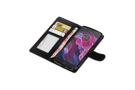 Moto X4 Portemonnee hoesje booktype wallet case Zwart