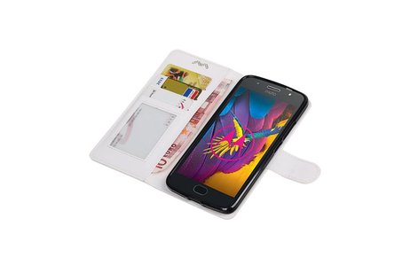 BAOHU Hoesje Geschikt voor Motorola Moto G5s - Portemonnee hoesje booktype wallet case Wit