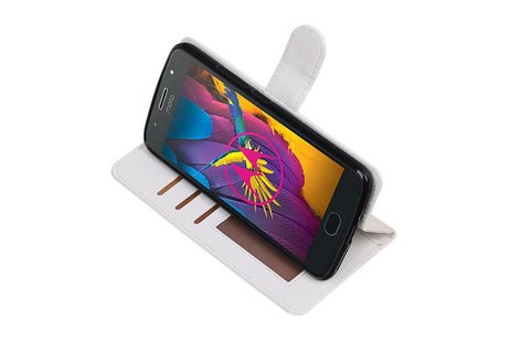 BAOHU Hoesje Geschikt voor Motorola Moto G5s - Portemonnee hoesje booktype wallet case Wit