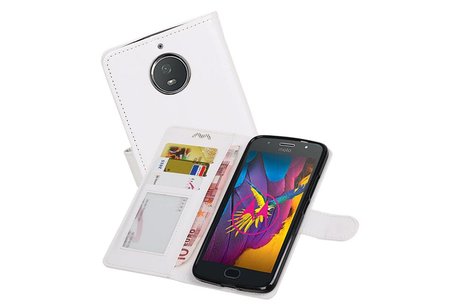 BAOHU Hoesje Geschikt voor Motorola Moto G5s - Portemonnee hoesje booktype wallet case Wit