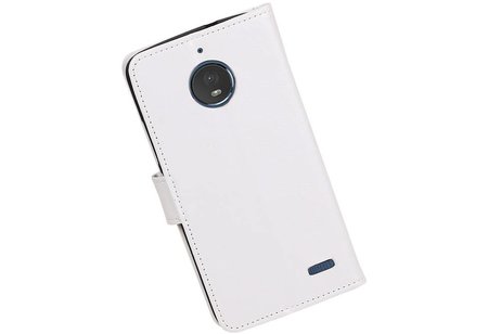 BAOHU Hoesje Geschikt voor Motorola Moto E4 - Portemonnee hoesje booktype wallet case Wit