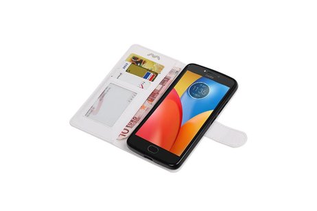 BAOHU Hoesje Geschikt voor Motorola Moto E4 - Portemonnee hoesje booktype wallet case Wit