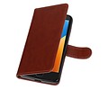 Hoesje Geschikt voor Motorola Moto E4 - Portemonnee hoesje booktype wallet case Bruin