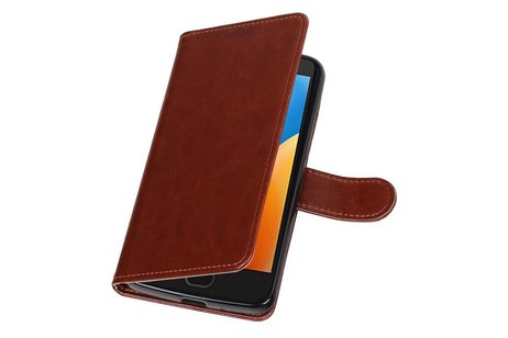 BAOHU Hoesje Geschikt voor Motorola Moto E4 - Portemonnee hoesje booktype wallet case Bruin
