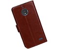 BAOHU Hoesje Geschikt voor Motorola Moto E4 - Portemonnee hoesje booktype wallet case Bruin