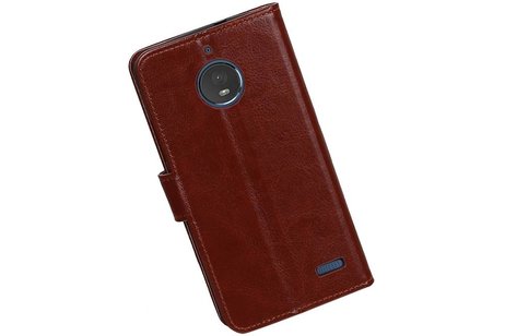 BAOHU Hoesje Geschikt voor Motorola Moto E4 - Portemonnee hoesje booktype wallet case Bruin