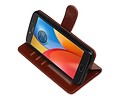 BAOHU Hoesje Geschikt voor Motorola Moto E4 - Portemonnee hoesje booktype wallet case Bruin