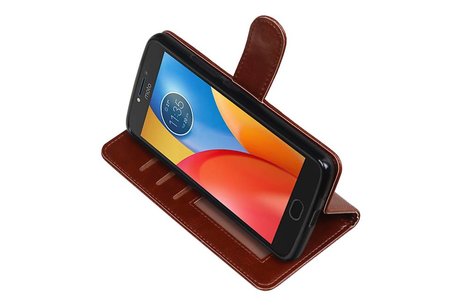 BAOHU Hoesje Geschikt voor Motorola Moto E4 - Portemonnee hoesje booktype wallet case Bruin