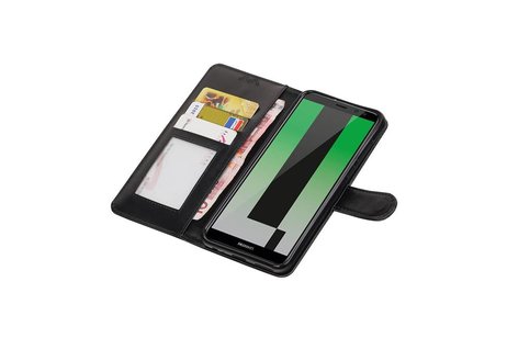 BAOHU Hoesje Geschikt voor Huawei Mate 10 Lite - Portemonnee hoesje booktype wallet Zwart