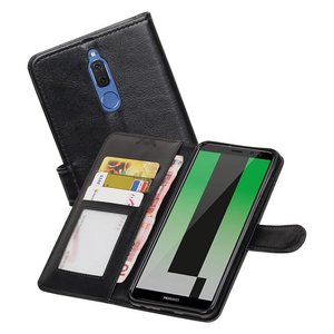 BAOHU Hoesje Geschikt voor Huawei Mate 10 Lite - Portemonnee hoesje booktype wallet Zwart