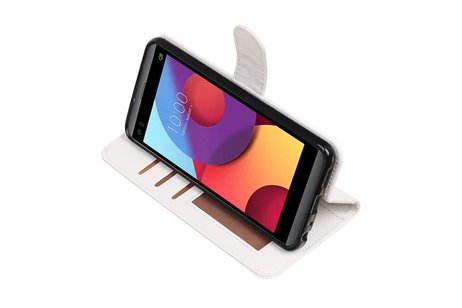 BAOHU Hoesje Geschikt voor LG Q8 - Portemonnee hoesje booktype wallet case Wit
