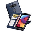 LG Q8 Portemonnee hoesje booktype wallet case Donker Blauw